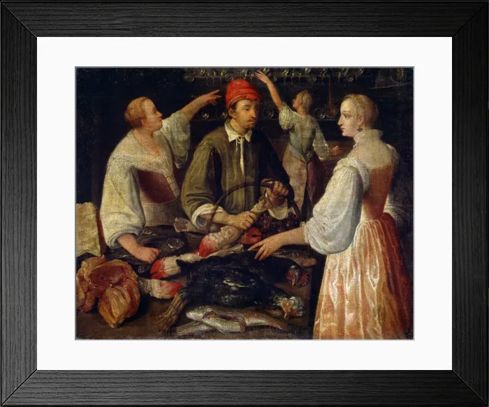 Framed Print : In a shop, late 16th or early 17th century. Artist: Lodewijk Toeput Framed Print : In a shop, late 16th or early 17th century. Artist: Lodewijk Toeput