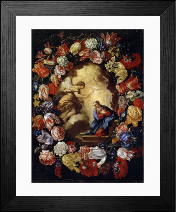 Framed Print : The Annunciation with Flowers, 17th or early 18th century. Artist: Carlo Maratta Framed Print : The Annunciation with Flowers, 17th or early 18th century. Artist: Carlo Maratta
