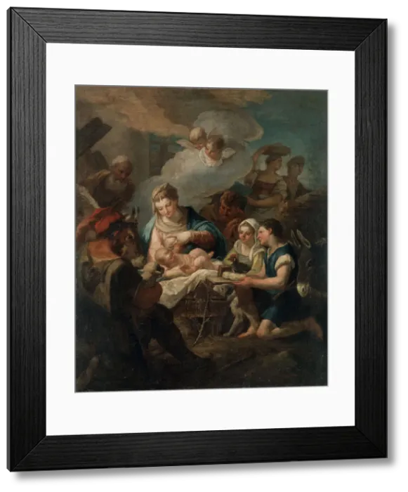 Framed Print : The Adoration of the Christ Child, 18th century. Artist: Nicola Grassi Framed Print : The Adoration of the Christ Child, 18th century. Artist: Nicola Grassi