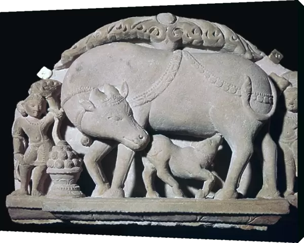 Young god Khrishna with a cow and his half-brother Bala Rama, 10th century