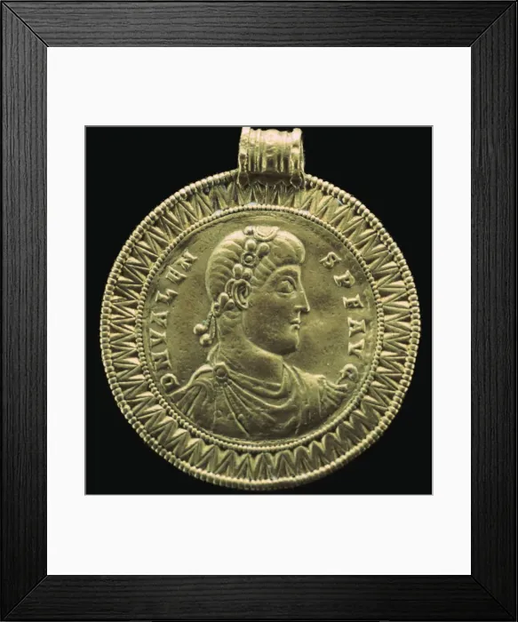 Framed Print : Gold medal of the Roman emperor Valens Framed Print : Gold medal of the Roman emperor Valens