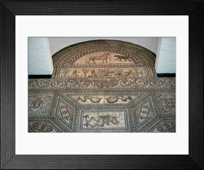 Framed Print : Geometric Roman floor mosaic Framed Print : Geometric Roman floor mosaic