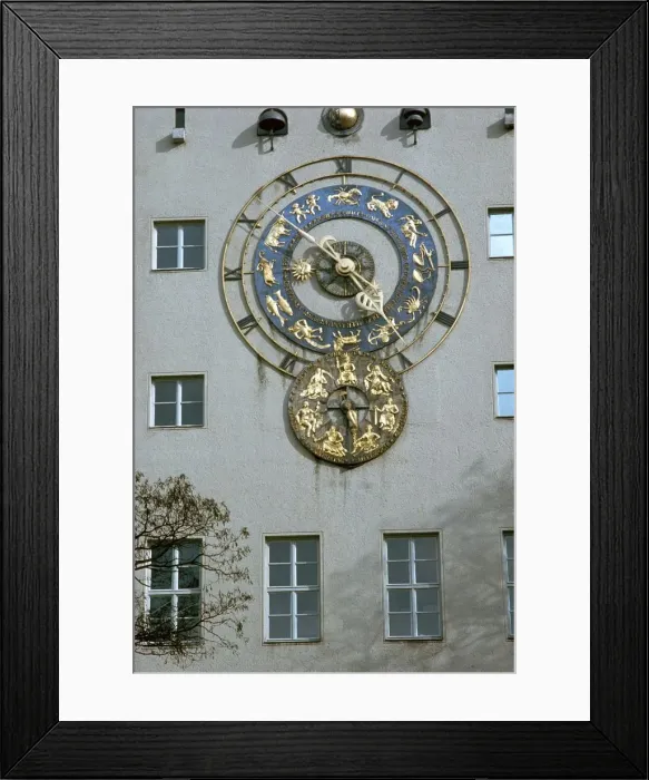 Framed Print : Munich Astrological Cloc, 1950s Framed Print : Munich Astrological Cloc, 1950s