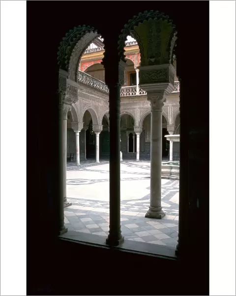 View into the main courtyard of the Casa di Pilatos, 15th century