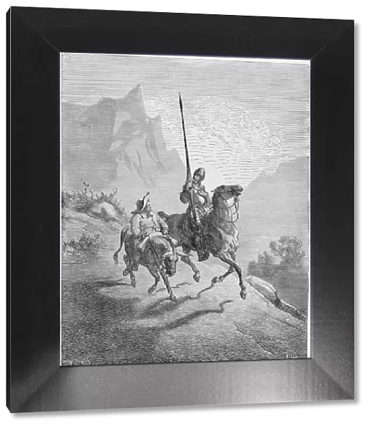 Illustration to the book Don Quixote de la Mancha by M. de Cervantes, 1863