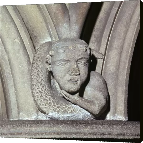 Stone carving in the Chapter House of Southwell Minster, 12th century