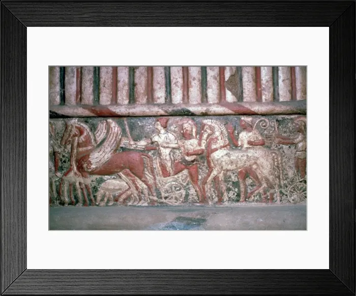 Framed Print : Etruscan relief from a temple in Rome, 16th century Framed Print : Etruscan relief from a temple in Rome, 16th century
