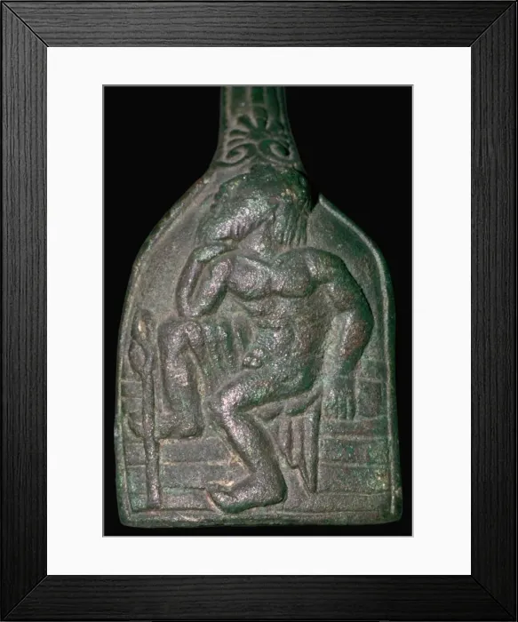 Framed Print : Etruscan bronze of an augur watching the flight of birds, 6th century BC Framed Print : Etruscan bronze of an augur watching the flight of birds, 6th century BC