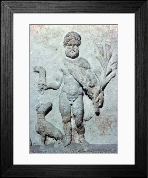 Framed Print : Detail from a stone plinth showing Silvanus, 1st century BC Framed Print : Detail from a stone plinth showing Silvanus, 1st century BC