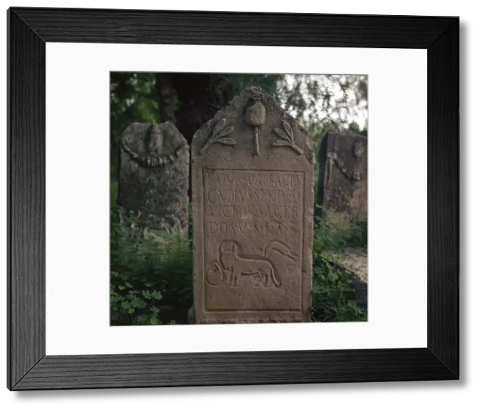 Framed Print : Gravestone to a priest of Saturn in Carthage, 2nd century Framed Print : Gravestone to a priest of Saturn in Carthage, 2nd century