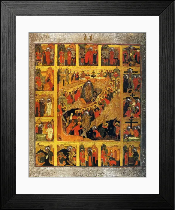 Framed Print : The Descent into Hell with the Scenes of the Passion of the Christ, 16th century Framed Print : The Descent into Hell with the Scenes of the Passion of the Christ, 16th century