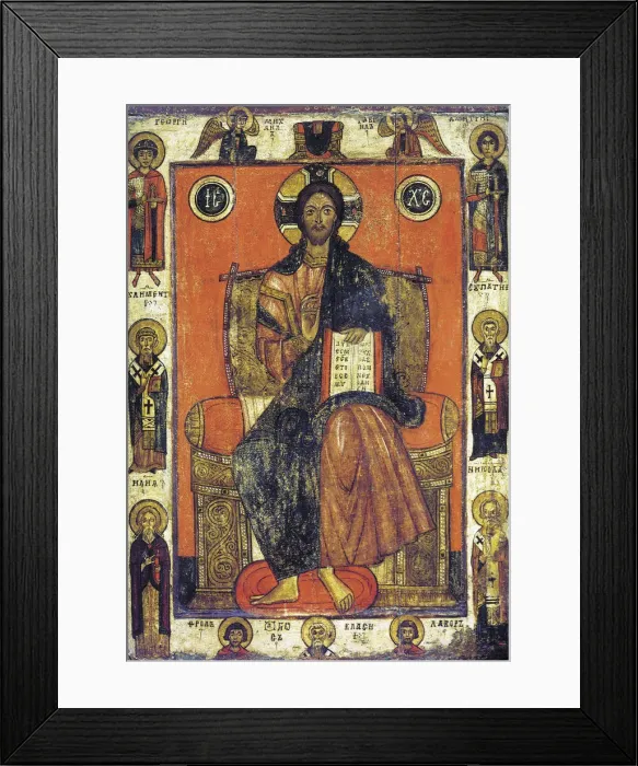 Framed Print : The Saviour Enthroned with Selected Saints, end of 13th - early 14th century Framed Print : The Saviour Enthroned with Selected Saints, end of 13th - early 14th century