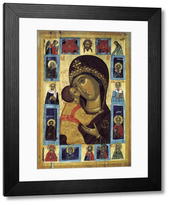 Framed Print : The Virgin Eleusa with Selected Saints, early16th century Framed Print : The Virgin Eleusa with Selected Saints, early16th century