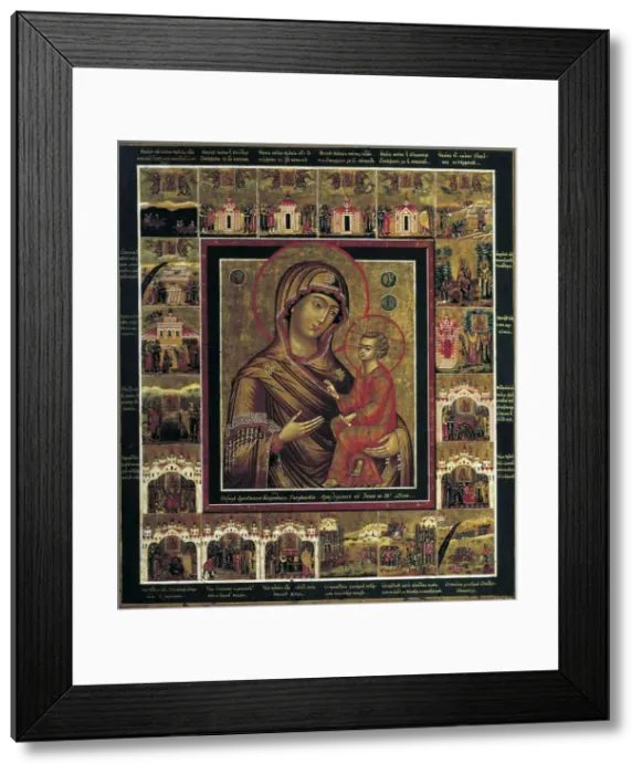 Framed Print : The Virgin of Tikhvin with Border Scenes, first quarter of 19th century Framed Print : The Virgin of Tikhvin with Border Scenes, first quarter of 19th century