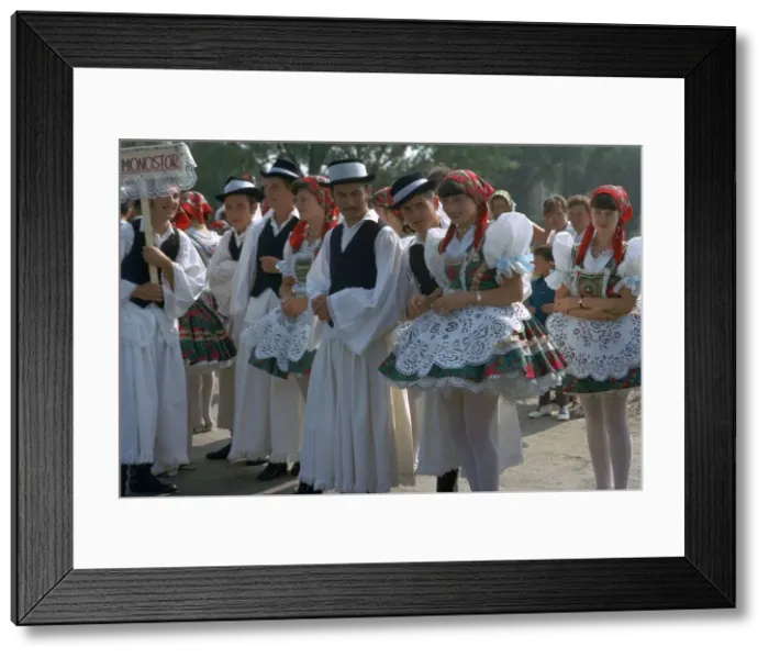 Framed Print : Dancers at a Hungarian folklore festival. Artist: CM Dixon Framed Print : Dancers at a Hungarian folklore festival. Artist: CM Dixon
