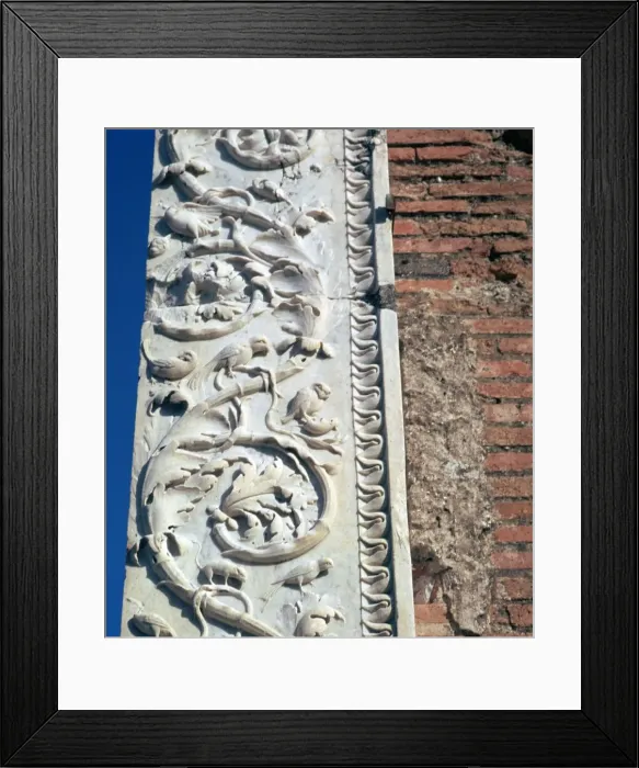 Framed Print : Detail of vine-scrolls on the building of Eumachia, Pompeii, 1st century Framed Print : Detail of vine-scrolls on the building of Eumachia, Pompeii, 1st century