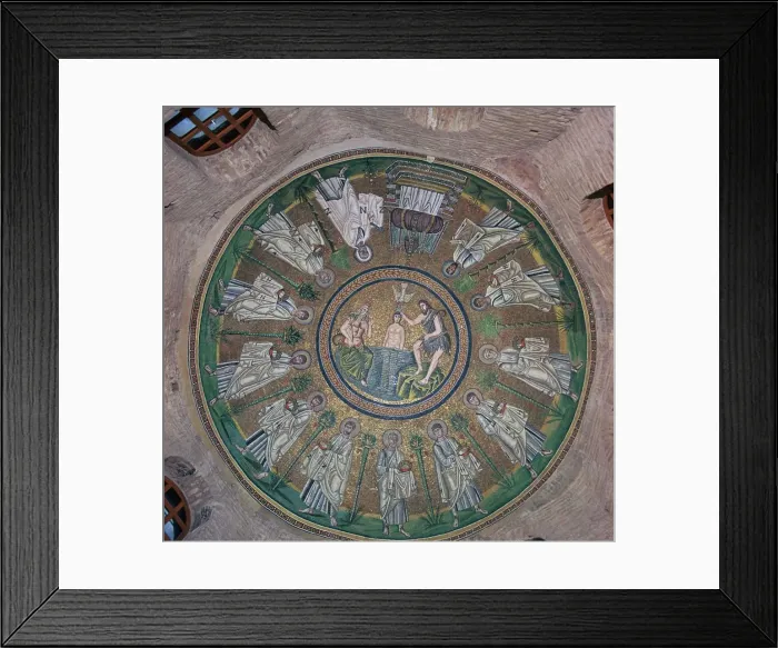 Framed Print : Mosaic in the dome of the Bapistry of the Arians, 5th century Framed Print : Mosaic in the dome of the Bapistry of the Arians, 5th century