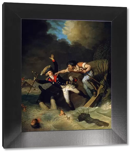 The death of Duke Leopold of Brunswick during a flood in Brunswick, Germany, 1785. Artist: Pierre Alexandre Wille