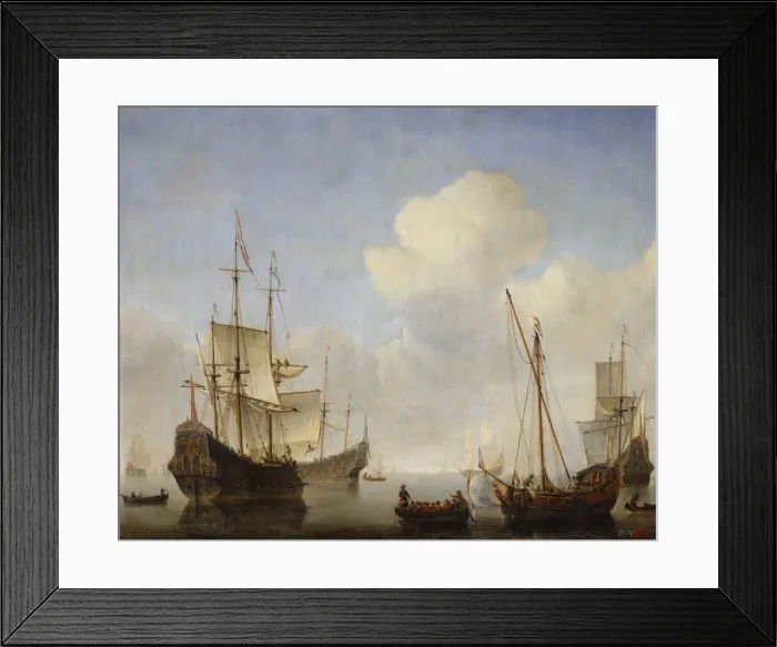 Framed Print : The Dutch Squadron at the West African Coast, 1660s. Artist: Willem van de Velde the Younger