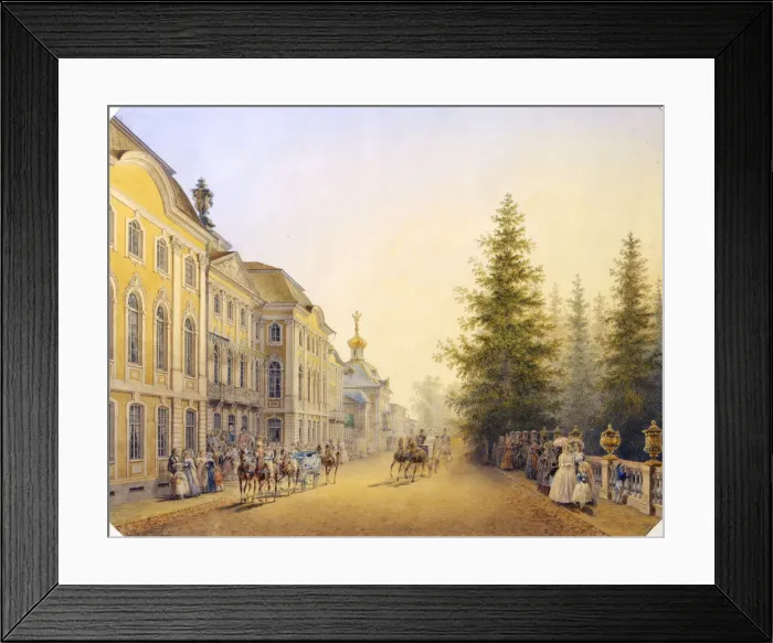 Framed Print : The Main Entrance of the Great Palace in the Peterhof, 1852. Artist: Vasilij Semenovic Sadovnikov Framed Print : The Main Entrance of the Great Palace in the Peterhof, 1852. Artist: Vasilij Semenovic Sadovnikov