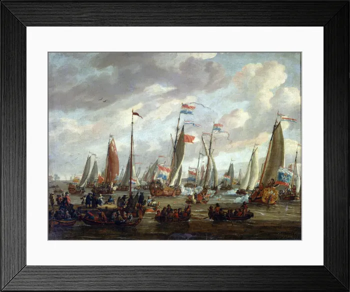 Framed Print : Tsar Peter I visiting England in January 1698, early 18th century. Artist: Abraham Storck Framed Print : Tsar Peter I visiting England in January 1698, early 18th century. Artist: Abraham Storck