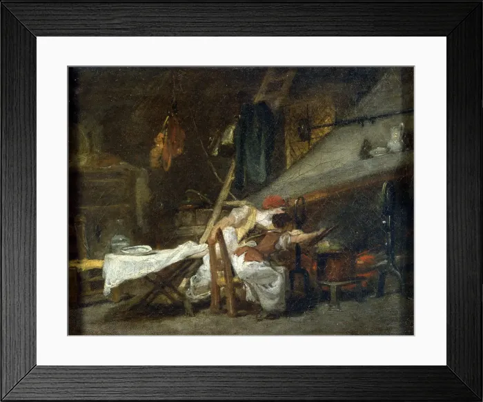 Framed Print : At the Stove, 18th or early 19th century. Artist: Jean-Honore Fragonard Framed Print : At the Stove, 18th or early 19th century. Artist: Jean-Honore Fragonard