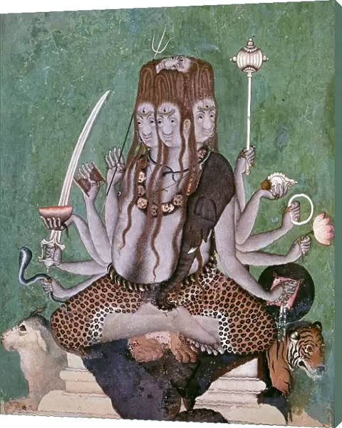 Painting of the god Siva with attributes