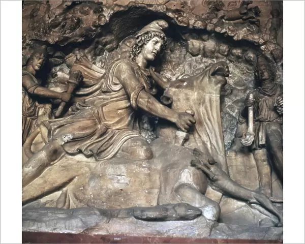Roman depiction of Mithras killing the bull, 3rd century