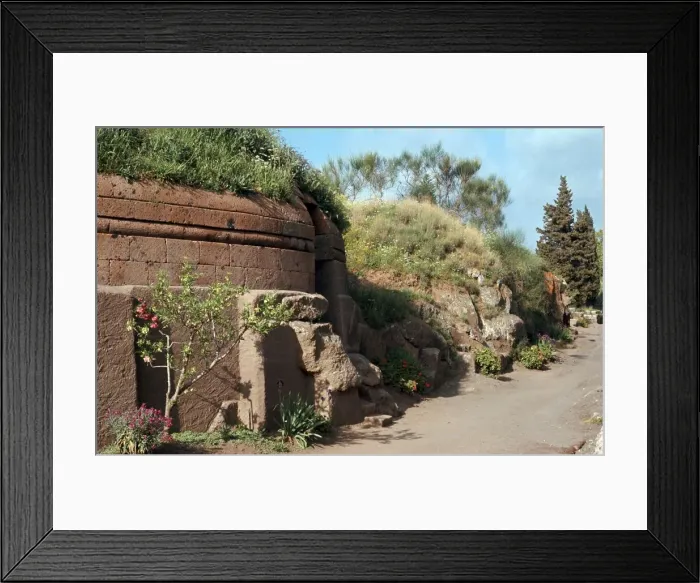 Framed Print : Etruscan tombs in the necropolis at Caere, 9th century BC Framed Print : Etruscan tombs in the necropolis at Caere, 9th century BC