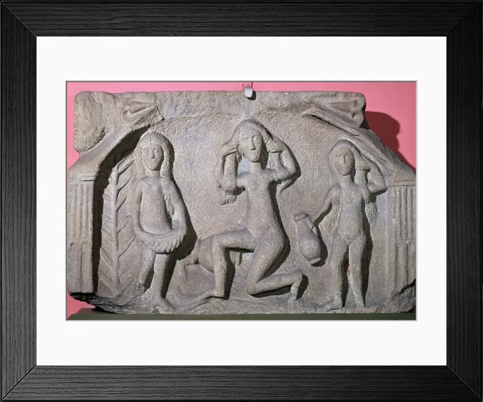 Framed Print : Relief of a Romano-British triple goddess, 3rd century Framed Print : Relief of a Romano-British triple goddess, 3rd century