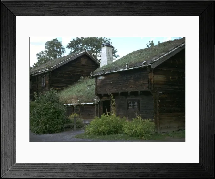 Framed Print : Traditional Swedish farm building with a turf roof Framed Print : Traditional Swedish farm building with a turf roof