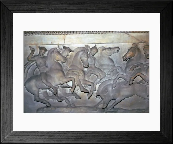 Framed Print : Detail from a Lycian sarcophagus of a boar hunt, 5th century BC Framed Print : Detail from a Lycian sarcophagus of a boar hunt, 5th century BC