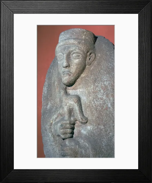 Framed Print : Detail of a Phoenician sarcophagus-lid, 5th century BC Framed Print : Detail of a Phoenician sarcophagus-lid, 5th century BC