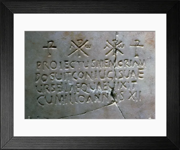 Framed Print : Early Christian funerary inscription Framed Print : Early Christian funerary inscription