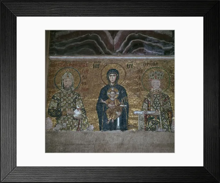 Framed Print : A Byzantine mosaic of the Virgin and Child between the Emperor John II Comnenus and Empress Irene Framed Print : A Byzantine mosaic of the Virgin and Child between the Emperor John II Comnenus and Empress Irene