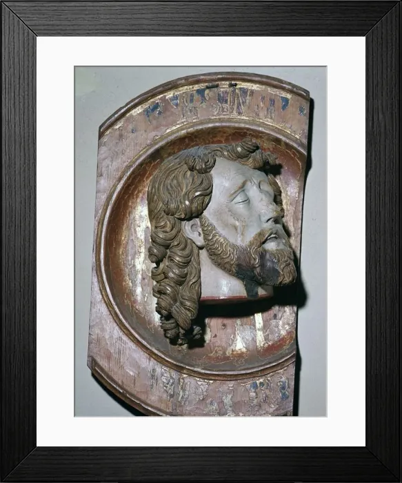 Framed Print : Woodcarving of the head of John the Baptist
