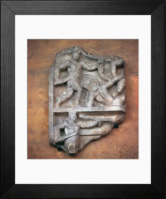 Framed Print : Roman relief of gladiators, c. 3rd century Framed Print : Roman relief of gladiators, c. 3rd century