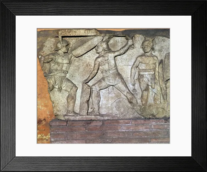 Framed Print : Roman relief of gladiators Framed Print : Roman relief of gladiators
