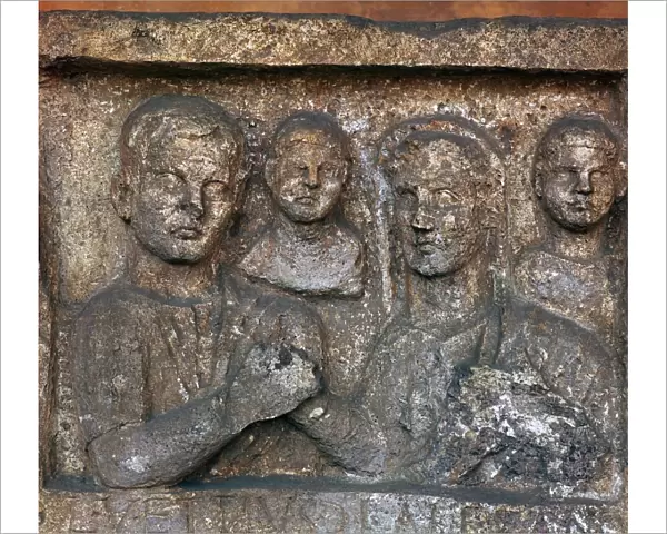 Roman grave-slab showing a family group