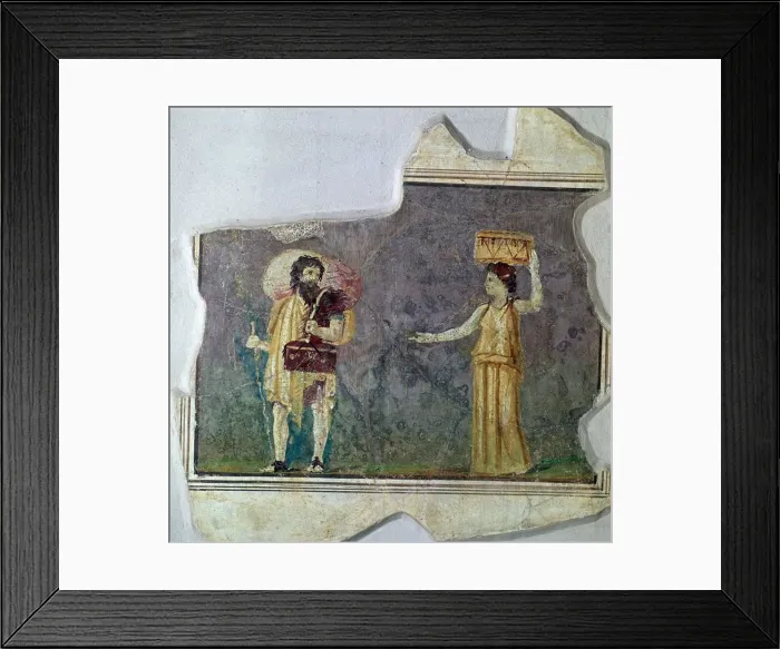 Framed Print : Roman wall-painting showing servants Framed Print : Roman wall-painting showing servants