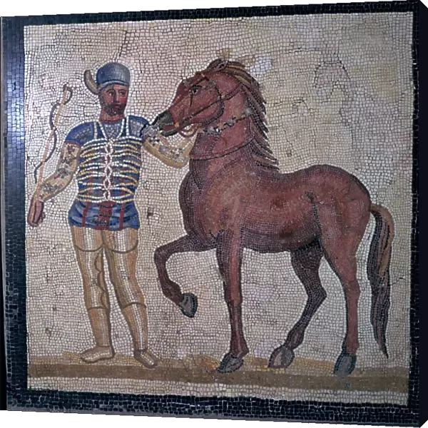Roman mosaic of a charioteer, 1st century