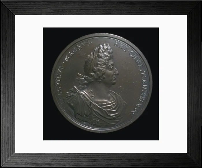 Framed Print : Portrait head on a medal of Louis XIV, 17th century Framed Print : Portrait head on a medal of Louis XIV, 17th century
