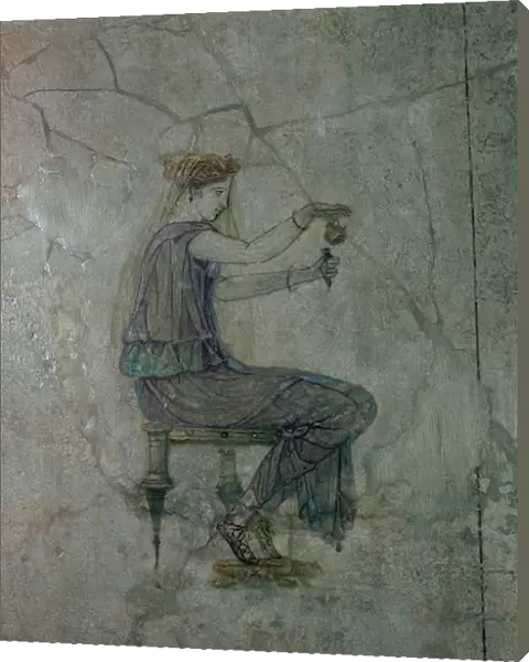 Roman wall-painting of a girl pouring perfume into a small vase, 1st century