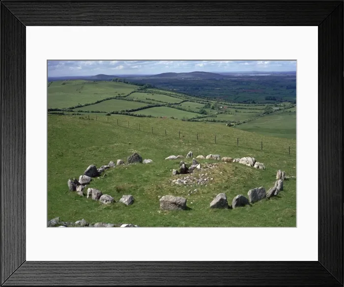 Framed Print : View of Cairns in the Loughcrew hills, 36th century BC Framed Print : View of Cairns in the Loughcrew hills, 36th century BC