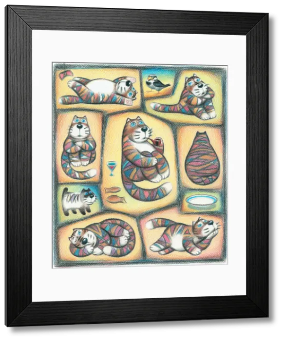 Framed Print : Day of a Cat. Artist: Leskova, Marina Framed Print : Day of a Cat. Artist: Leskova, Marina