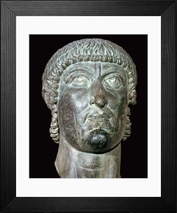 Framed Print : Bronze head of Constantine I, 3rd century BC Framed Print : Bronze head of Constantine I, 3rd century BC