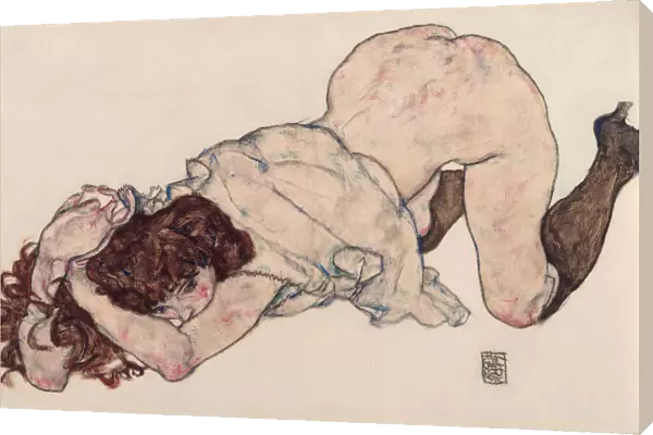 Kneeling Girl, Resting on Both Elbows, 1917. Artist: Schiele, Egon (1890?1918)