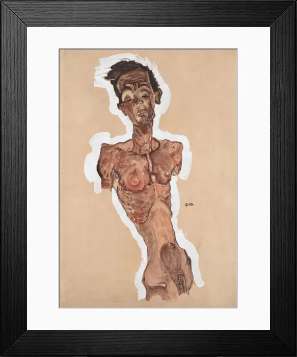 Framed Print : Nude Self-Portrait, 1910. Artist: Schiele, Egon (1890?1918) Framed Print : Nude Self-Portrait, 1910. Artist: Schiele, Egon (1890?1918)