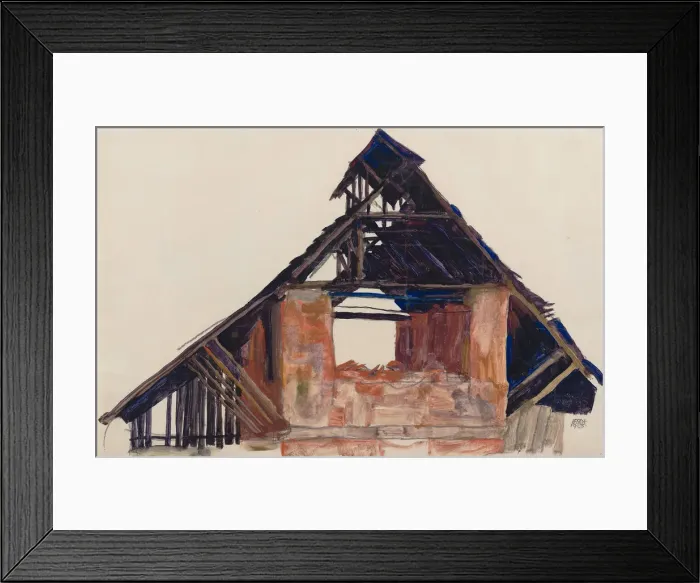 Framed Print : Old Gable, 1913. Artist: Schiele, Egon (1890?1918) Framed Print : Old Gable, 1913. Artist: Schiele, Egon (1890?1918)