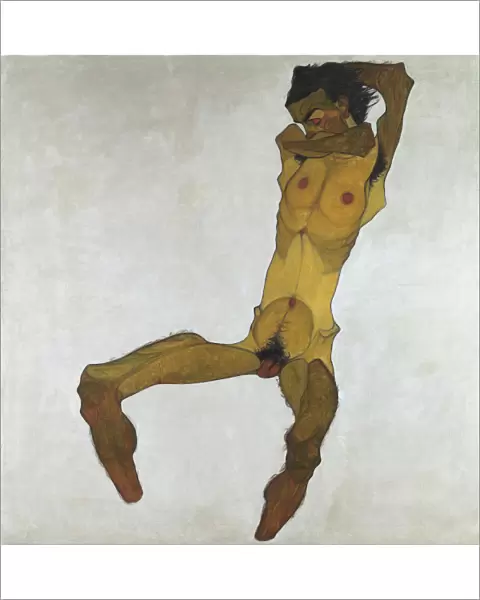 Seated Male Nude (Self-Portrait), 1910. Artist: Schiele, Egon (1890?1918)